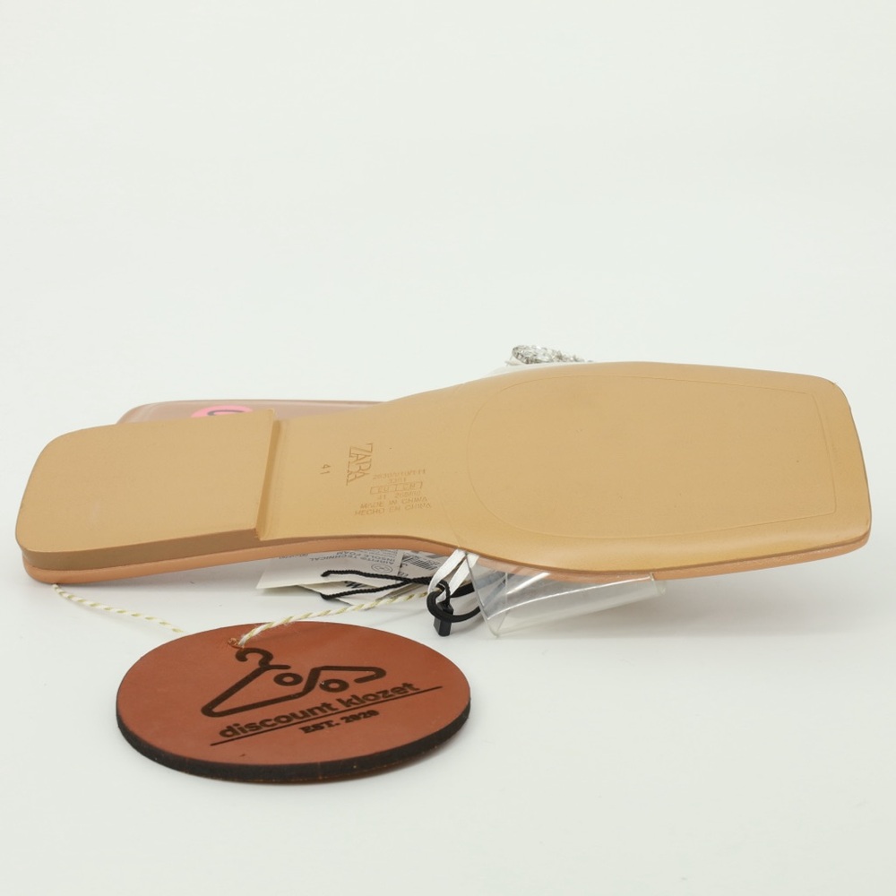 ZARA EMBELLISHED VINYL FLAT SANDALS - Picture 6 of 6